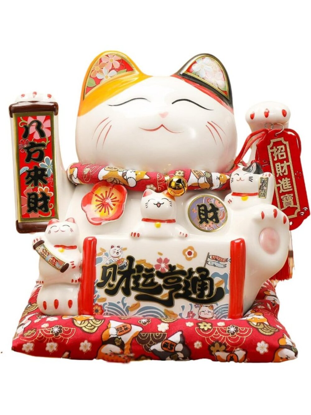 Ceramic Lucky Cat Figurine | Japanese Fortune Cat Piggy Bank | Home Decor Gift